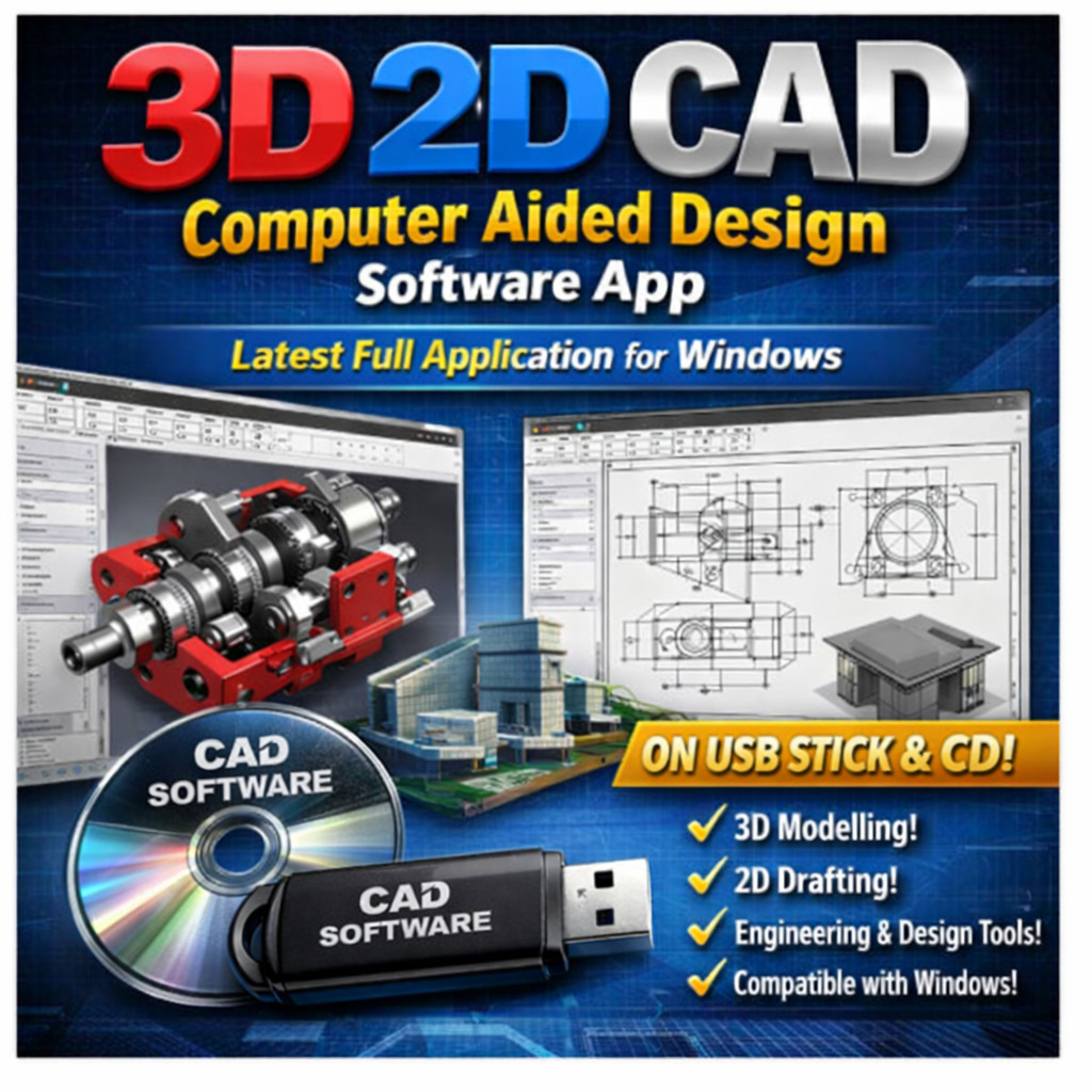 3D 2D CAD Software for Windows | Computer Aided Design Full Application CD & USB