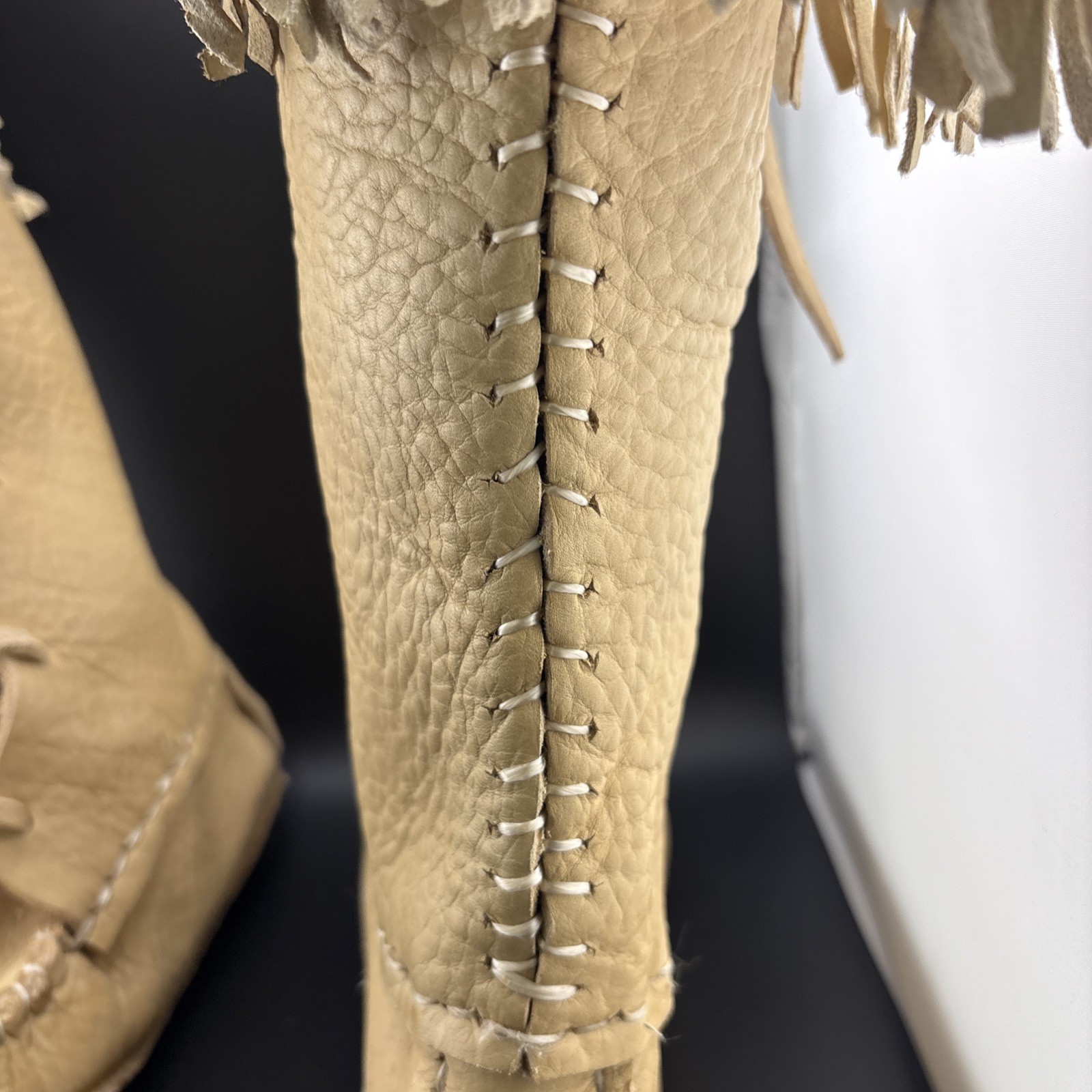 Vintage Handmade Native American Tall Leather Moccasins 16”