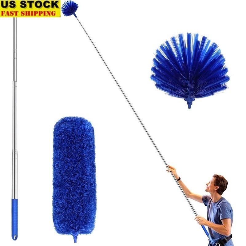 Cobweb Duster Kit W/ Extension Pole Washable Microfiber Cleaning Tool 100in New