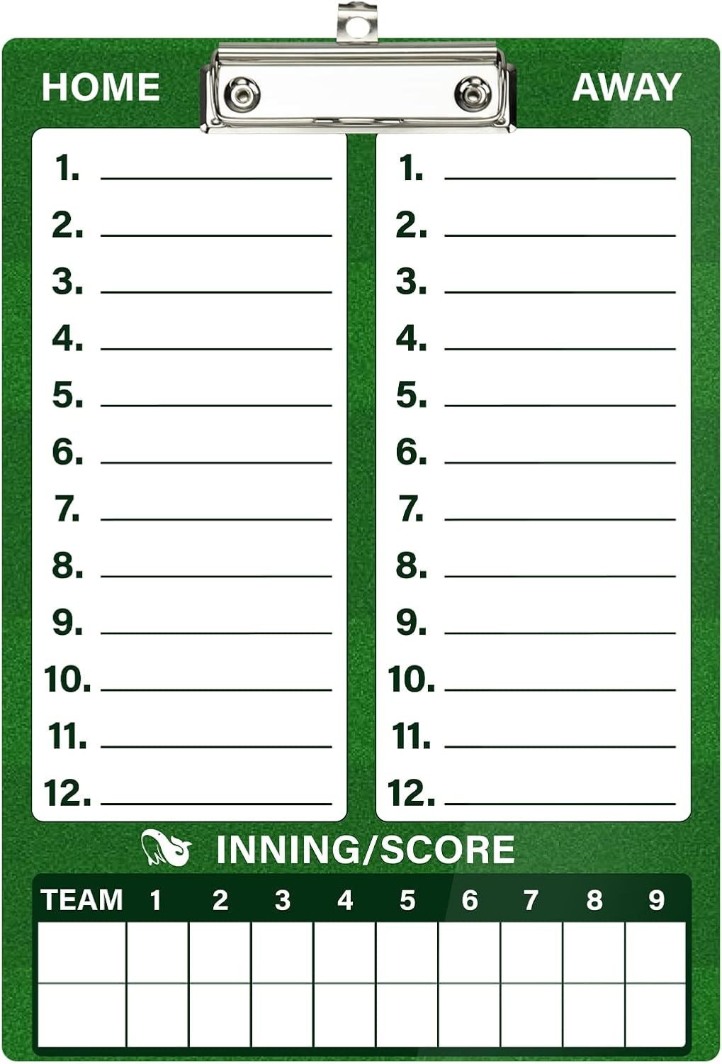 Double-Sided Dry Erase Clipboard for Coaches, Baseball, Softball Lineup Board wi