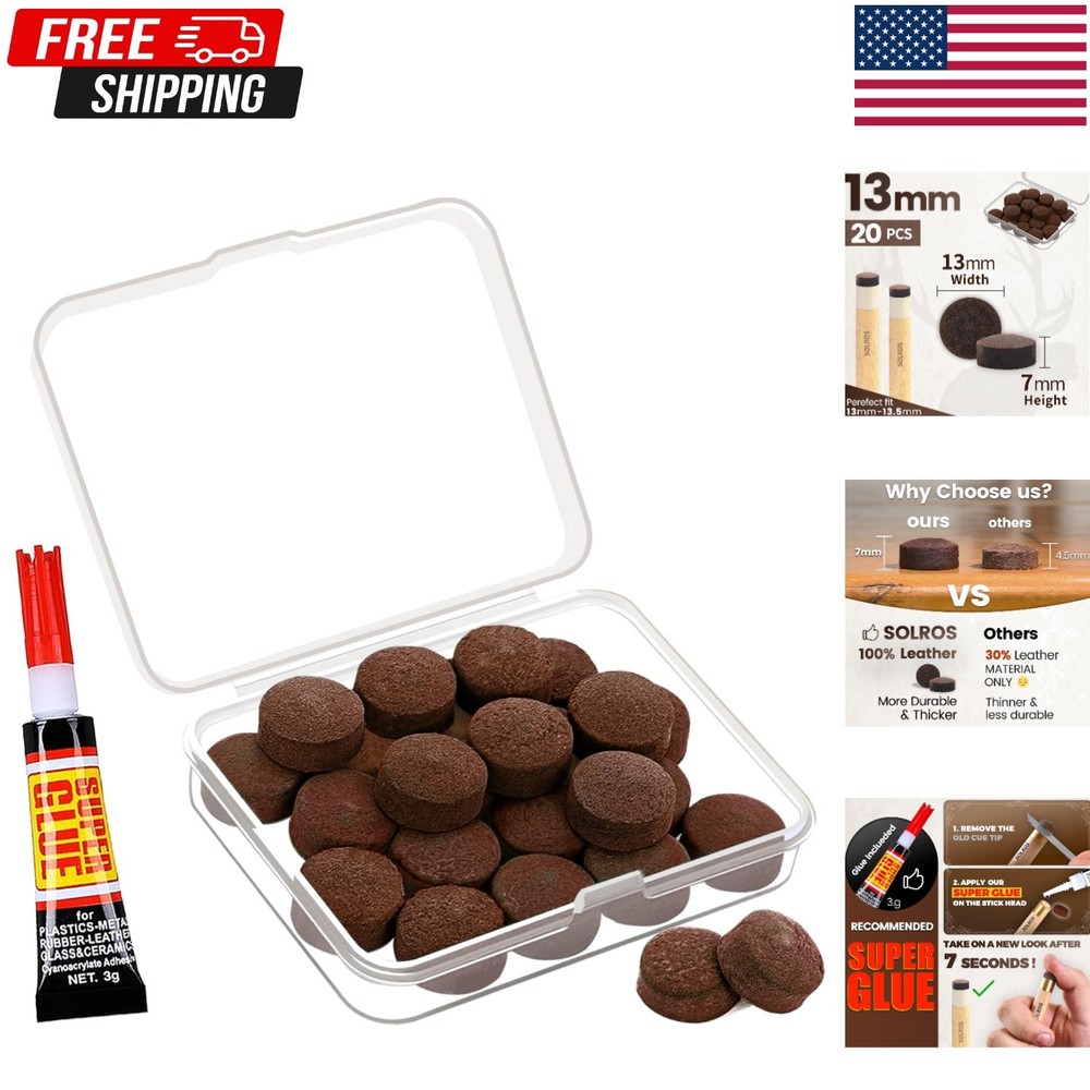 20PSC Pool Cue Tips 13Mm Billiard Pool Stick Tips Pool Cue Tips Replacement Kit