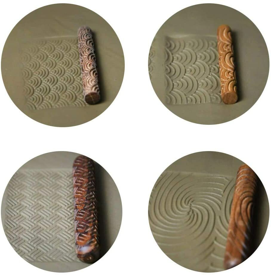 10 Stlyes Wooden Clay Texture Rolling Emboss Wave Pattern Roller Ceramic Pottery
