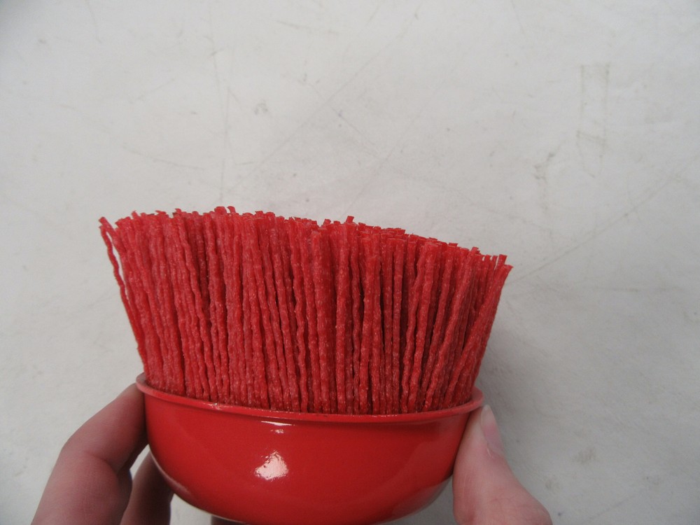 ABRASIVE 4" BRISTLE CUP BRUSH 5/8-11 ANGLE GRINDER RED