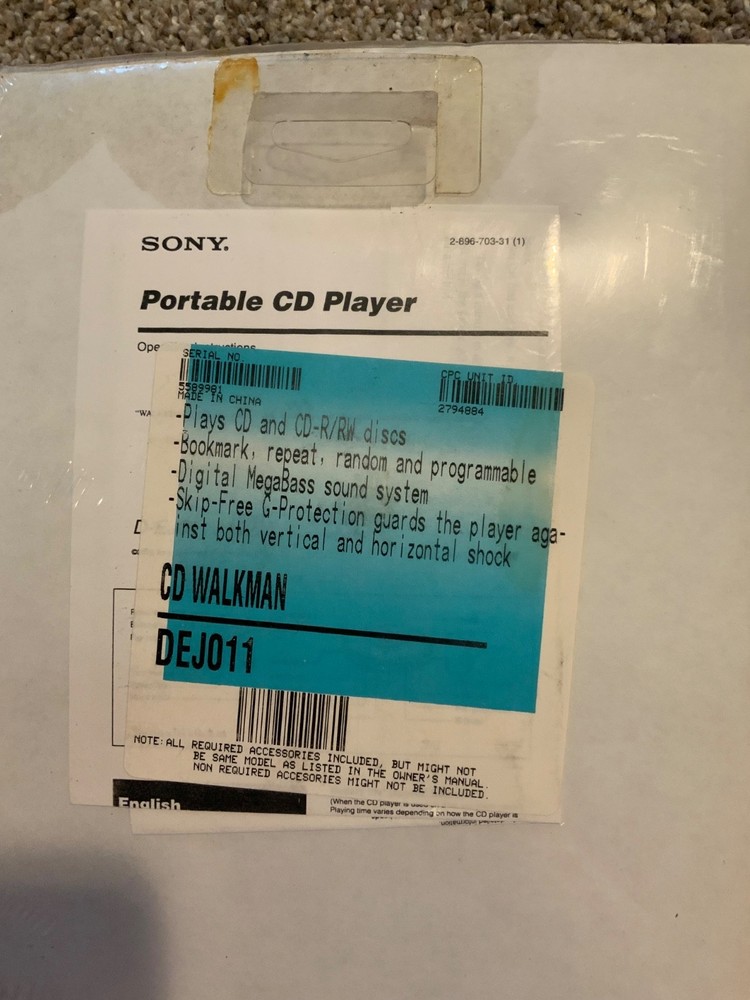 Sony CD Walkman D-Ej011 Portable CD player