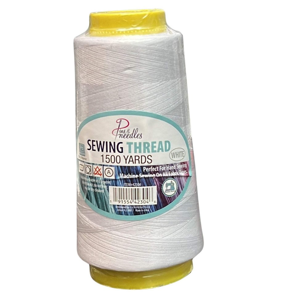 1500 Yards Pins & Needles Sewing White Thread:1 Pack