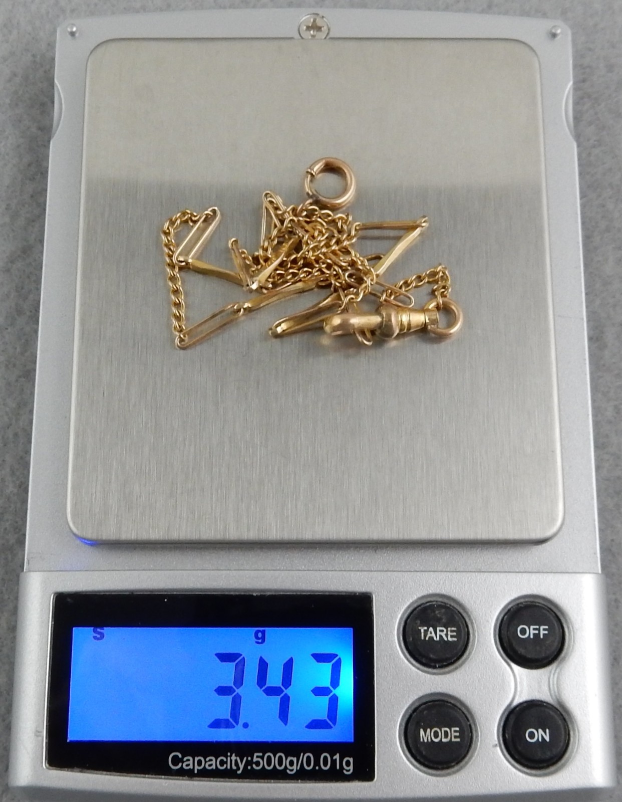 Antique Yellow Gold Filled 14.5" Fancy Bar Link Pocket Watch Chain 3.4g