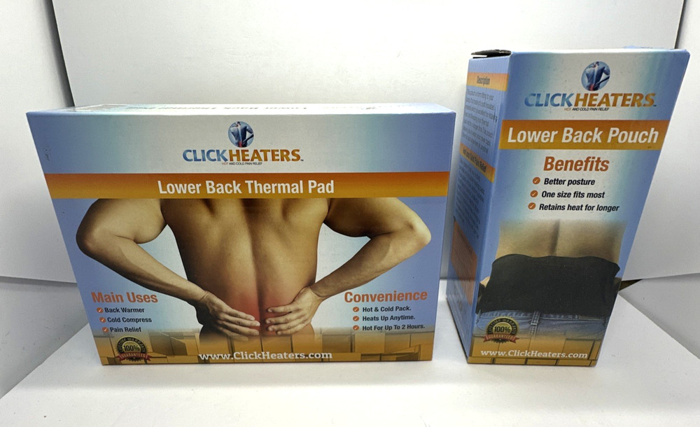 Click Heaters Lower Back Thermal Pad Hot/Cold Reusable Pack & Lower back Pouch