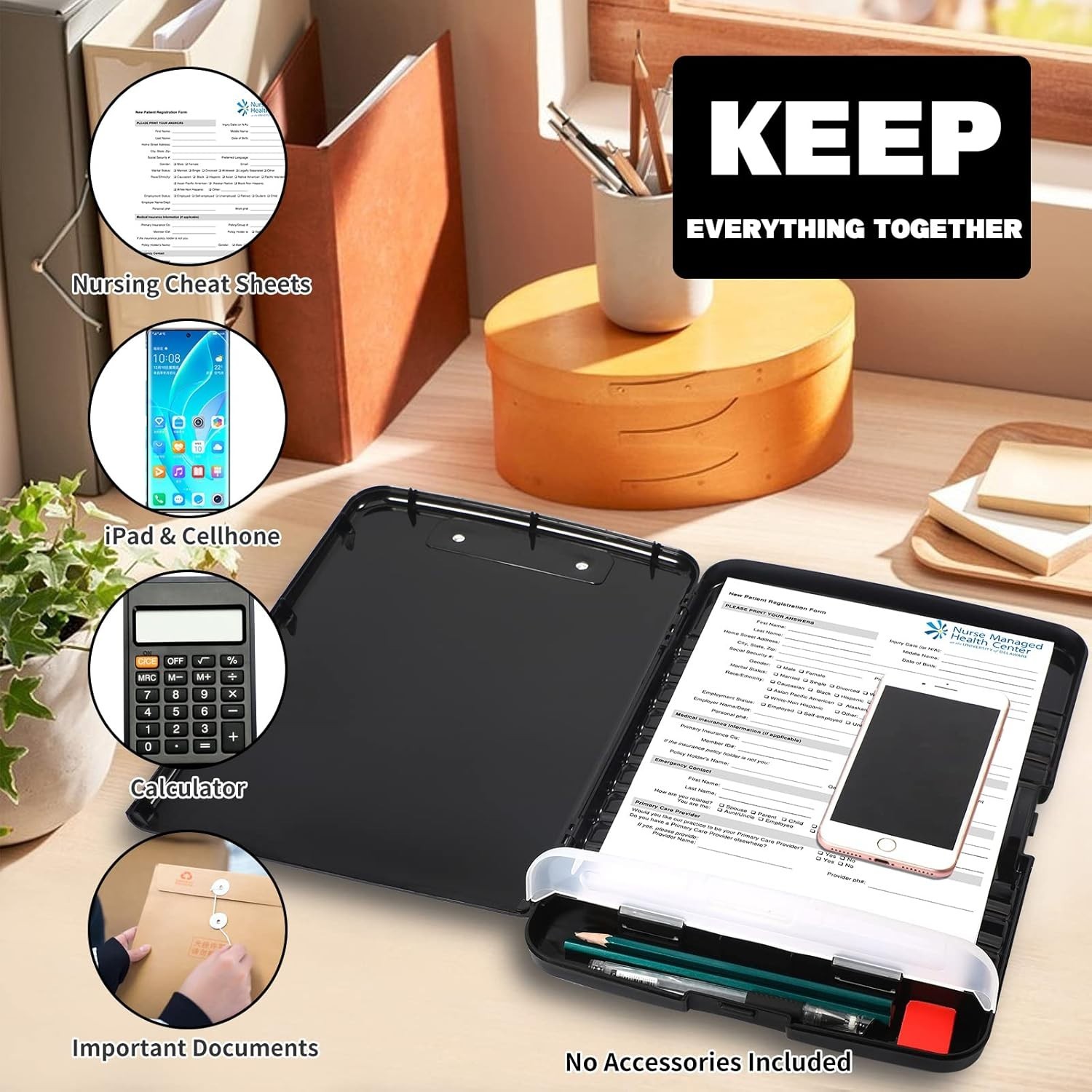 Heavy Duty Clipboard With Storage 8.5 x 11 Large Capacity Clip Boards Case