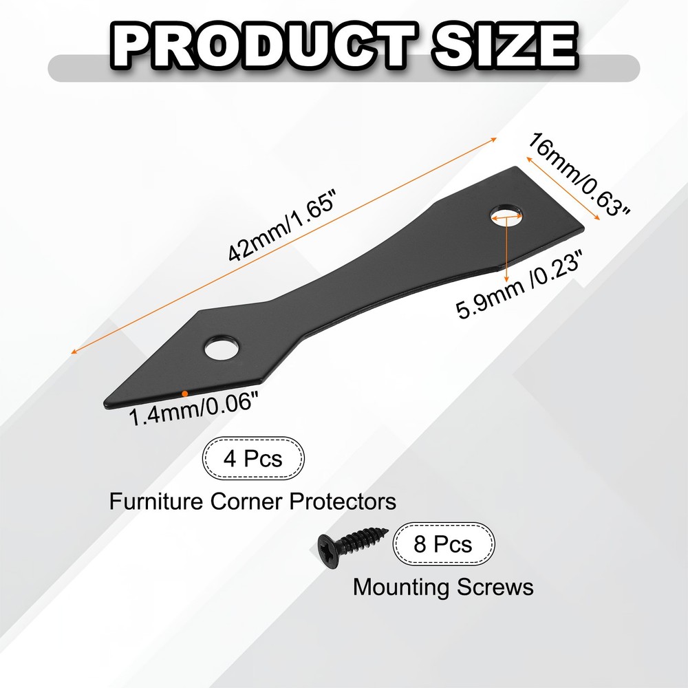 4 pieces for corner protector, L bracket 0.23\" matte black