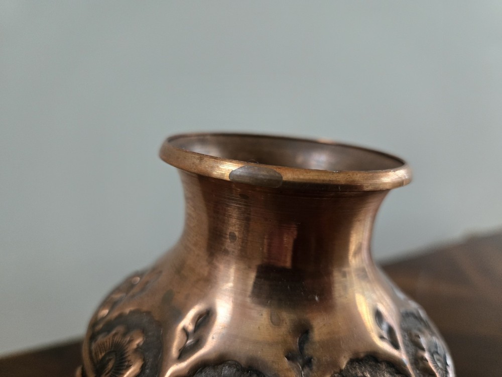 2 Vintage Persian or Middle Eastern Repousse Copper Vases
