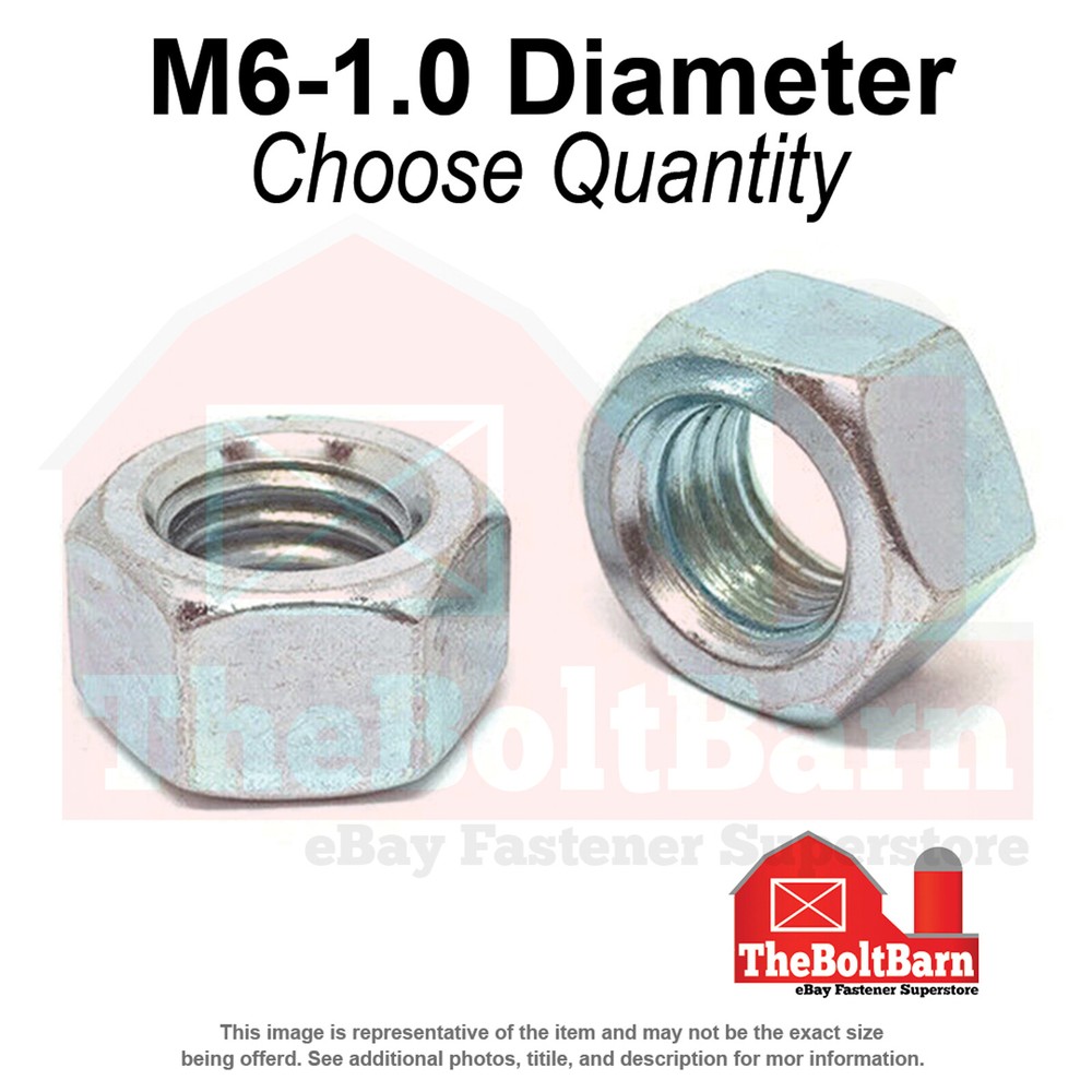 M6-1.0 Class 10 Finished Hex Nut Zinc Clear Coarse Thread (Pick Quantity)