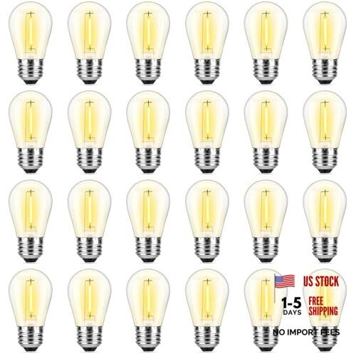 Pack LED S14 Replacement Light Bulbs for Outdoor String Lights, 24