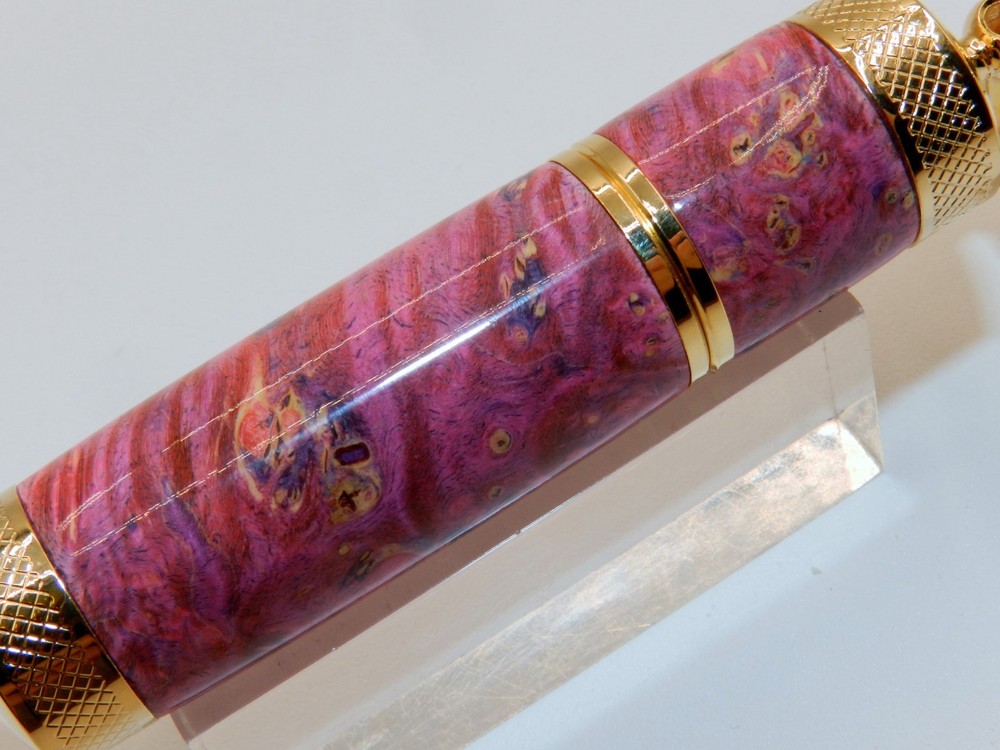 Handmade Key Chain Lighter, replaceable flint. Made w/ Dyed Box Elder Burl. #41