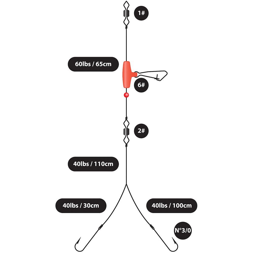 Greys Boat Flowing Trace 2 Hook Size 3/0