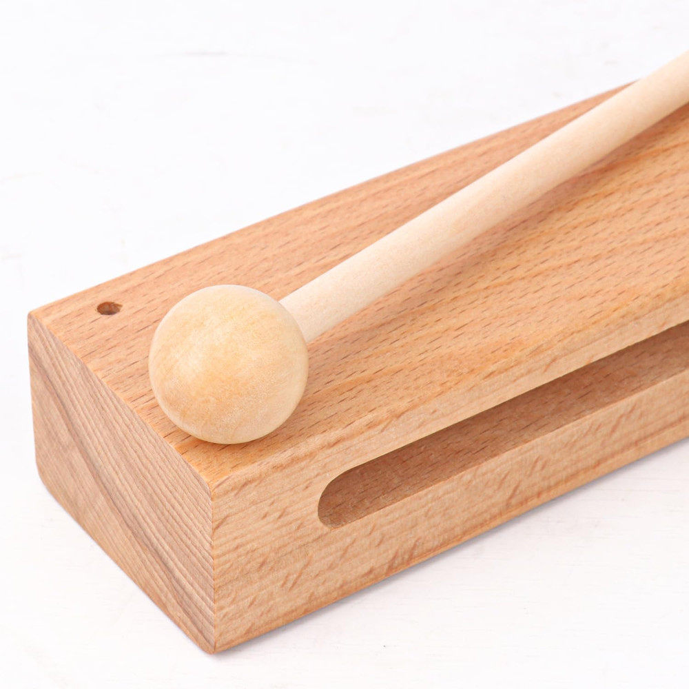2 Set Solid Wood Rhythm Block Mallet Musical Instrument Percussion Blocks Hand