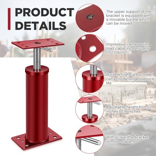 Pack Adjustable Jack Post Height Range, Basement Floor House 12"-16" 2 Red