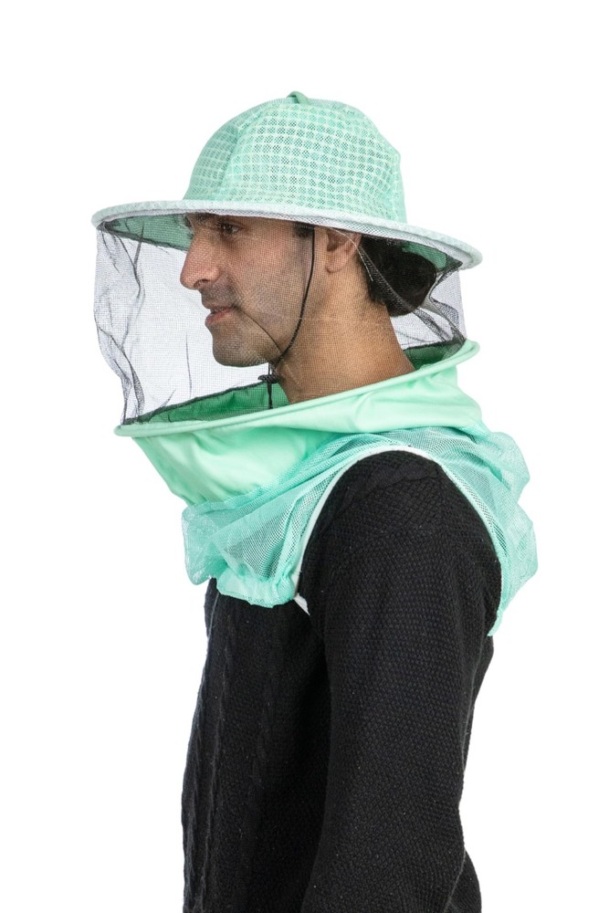 Three Layer Ventilated Beekeeping Veil in Round Aqua 3-Layer Hat