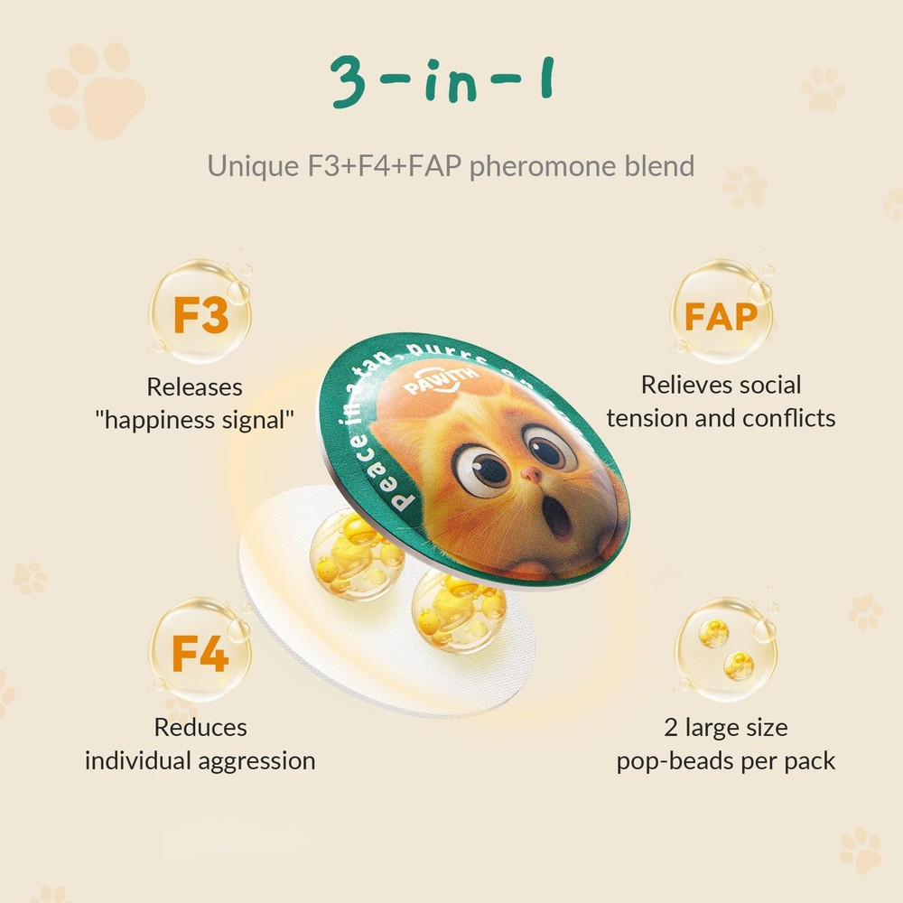 Pawith Calming Pop Patch for Cat Travel – Pheromone Diffuser for Cats Reduces...
