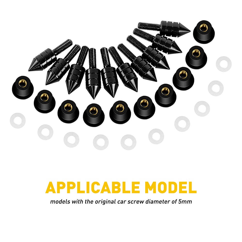 Black CNC WindScreen Windshield Motorcycle Spike Bolt Kit Wind Screen Screws