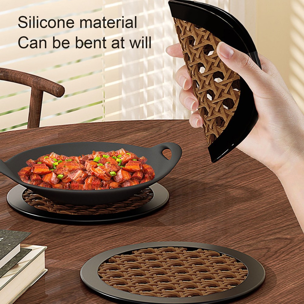 1-4PCS Elegant Silicone Coasters Set Heatproof Table Mat For Dining Room Kitchen