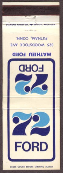1972 Ford Mathieu Ford Putnam CT matchcover