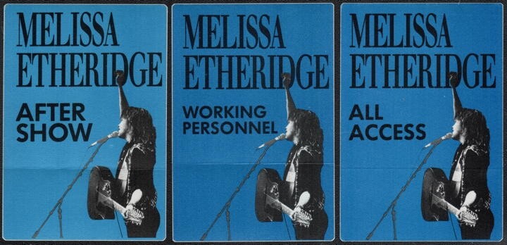 Set of 3 different Melissa Etheridge Cloth Passes-Guaranteed 100% Old/Original