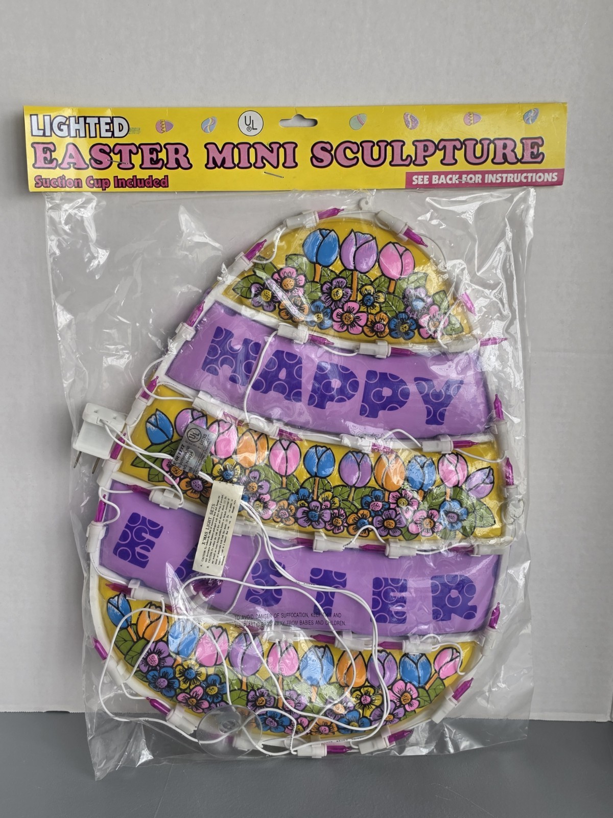 Vintage 1997 Lighted Easter Egg Window Sculpture - NIB - Retro 90s Holiday Decor