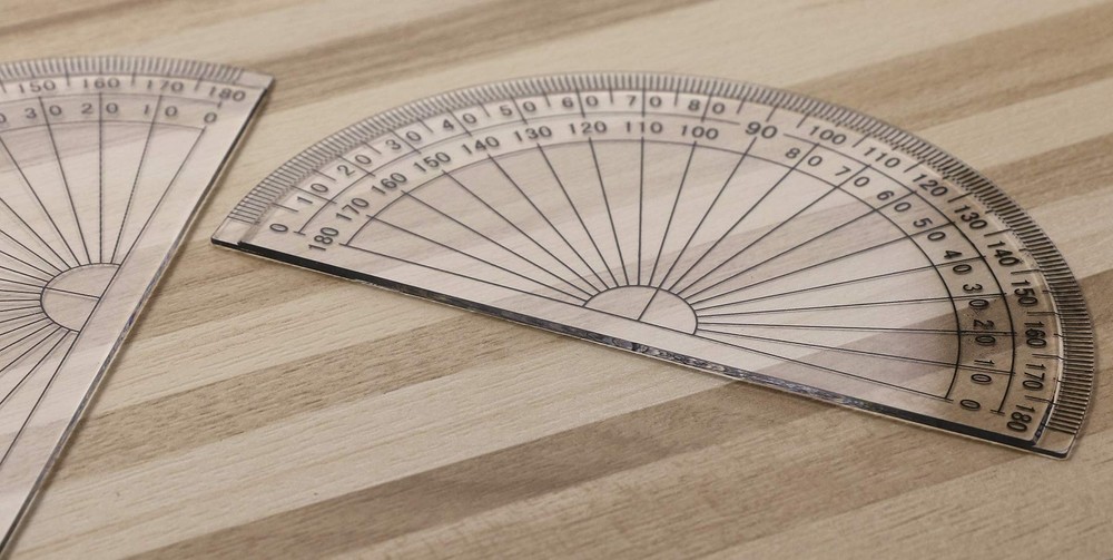 2PCS 4 Inch Clear Plastic Protractors, 180 Degrees, Small Math, Student