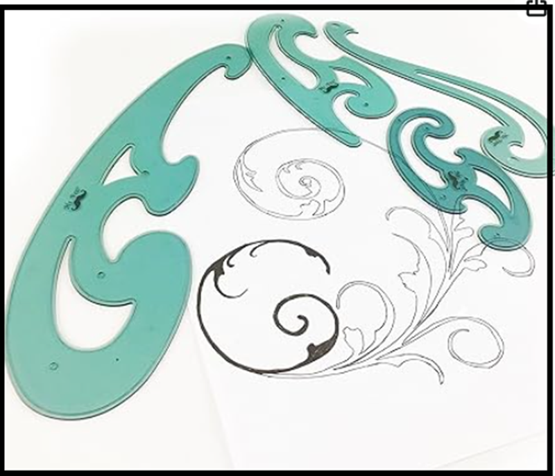 French Curve and Template Ruler Set(6 Pc), Stencils, Clear Drawing Template*