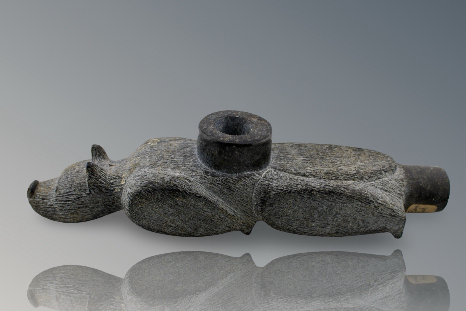 Cherokee Council Bear Effigy Pipe Late 19th Century NC High Rock 13” Long