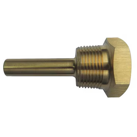 Bimetal Thermowell, Brass, 1/2 Npsm,  24C469