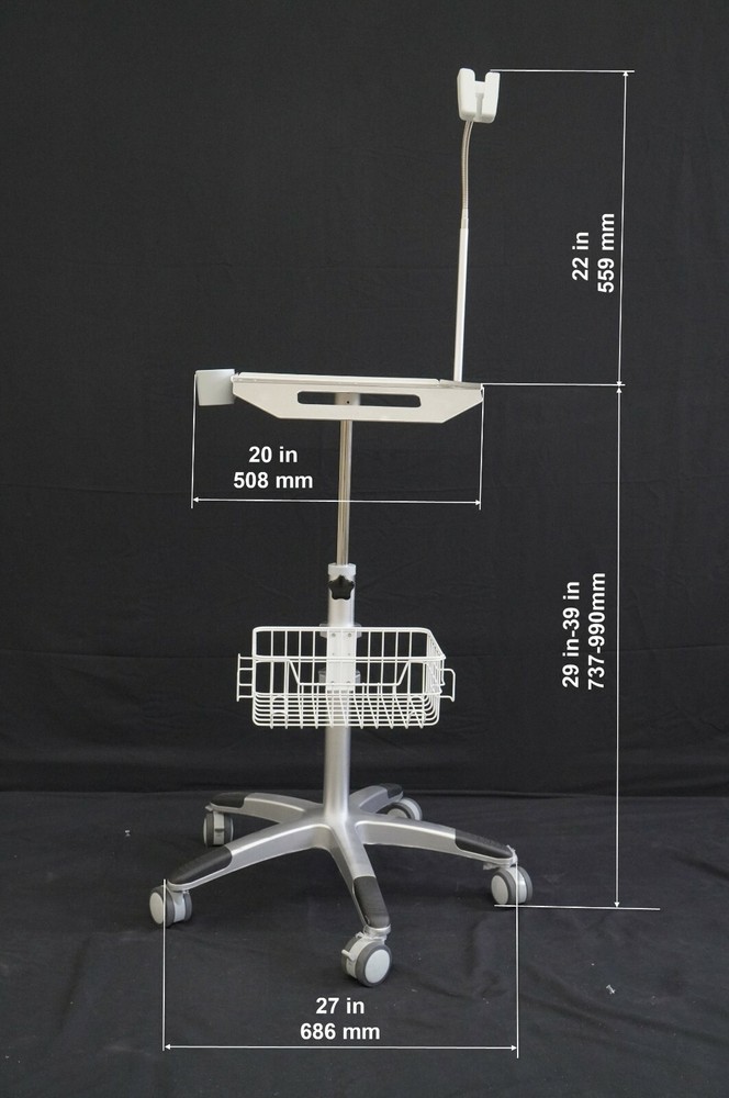 Gas Spring varieble Height EKG Cart Burdick Eclipse 850 w/cable arm, device cup