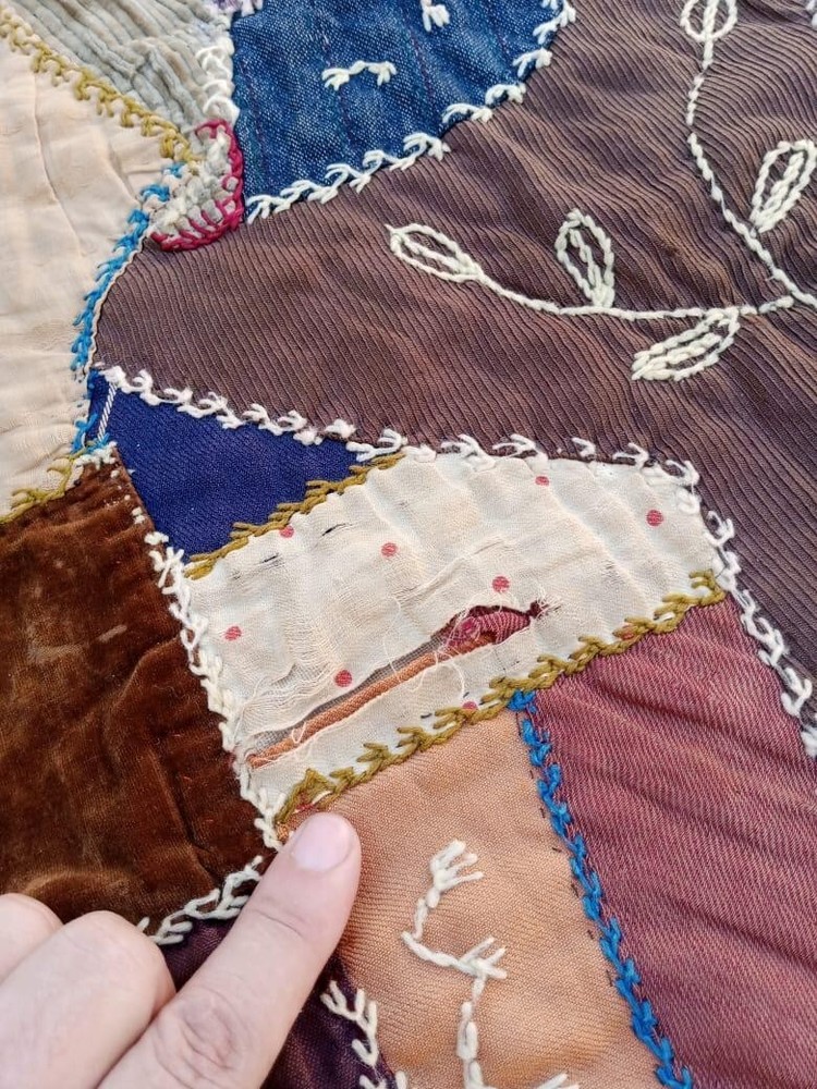 antique beautiful crazy handmade patchwork quilts it177