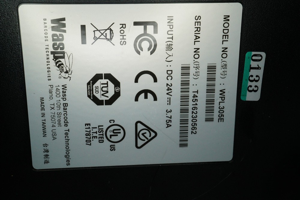 Wasp WPL305E Barcode Label Printer With Power Adapter