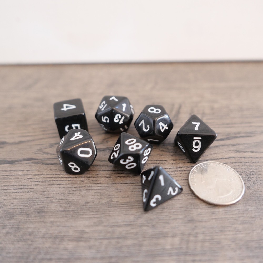 D&D Dice Pack Set Of 7- Black- !!!