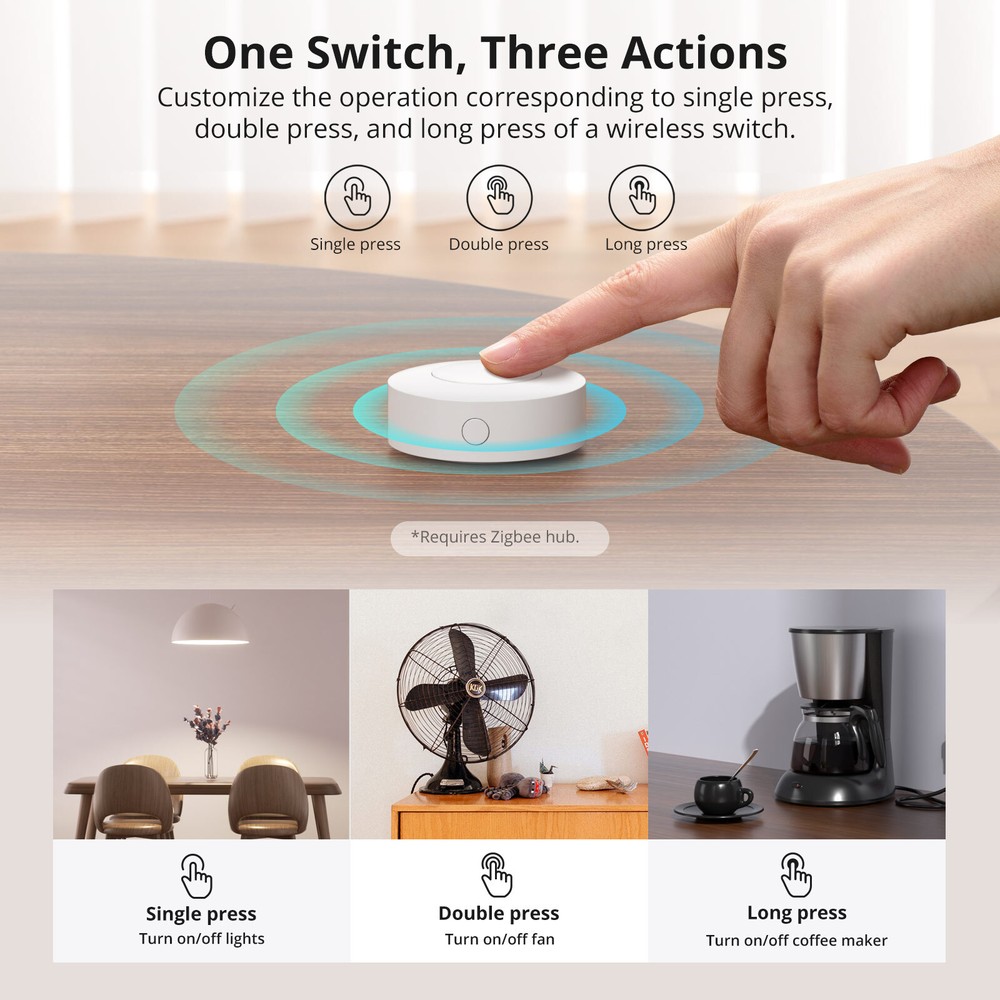 2PCS SONOFF Zigbee Wireless Switch Button SNZB-01P Smart Home Automation Control