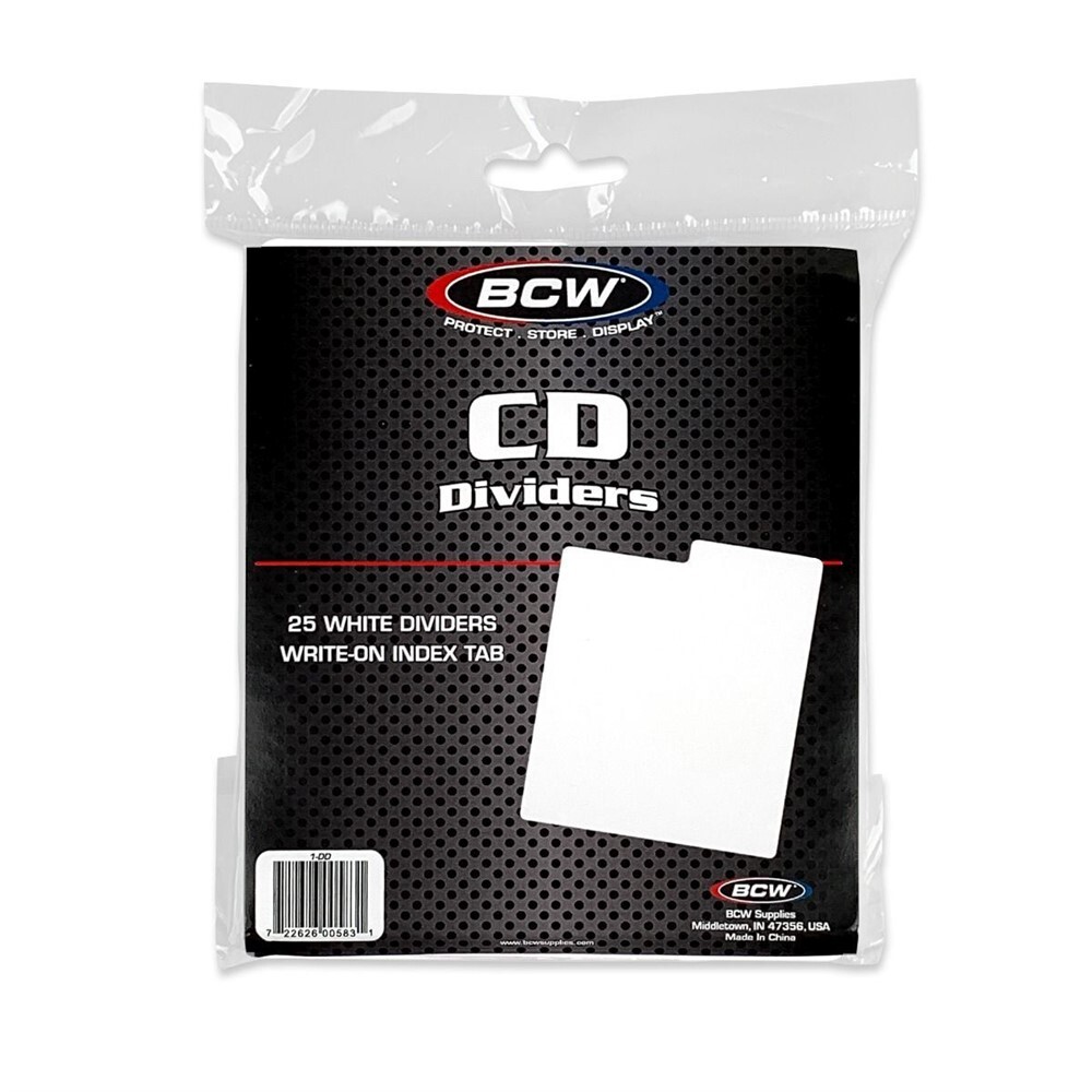 100 BCW White Plastic Tabbed Compact Disc CD / DVD / Blu Ray Dividers
