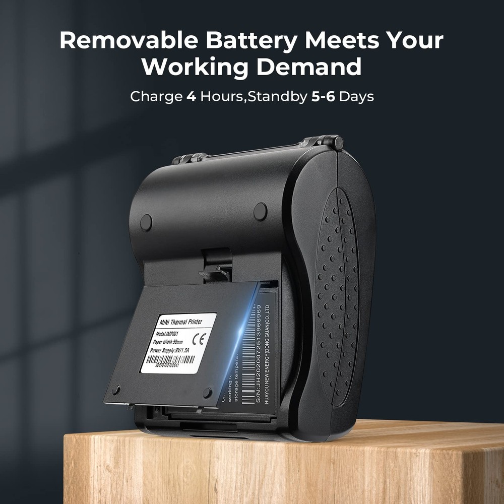 MUNBYN Bluetooth Receipt Printer, 58mm Mini Wireless POS Thermal black