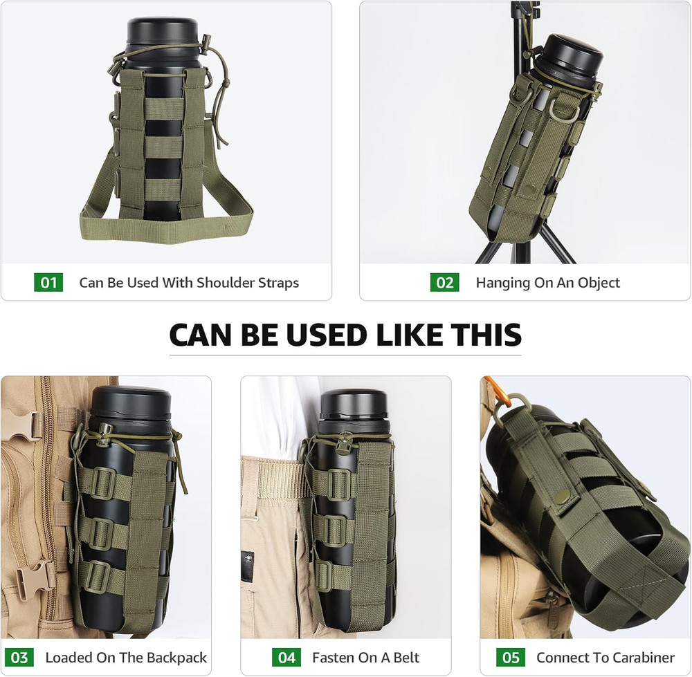Molle Water Bottle Holder for Backpack,Drawstring Adjustable Straps Molle Pouche