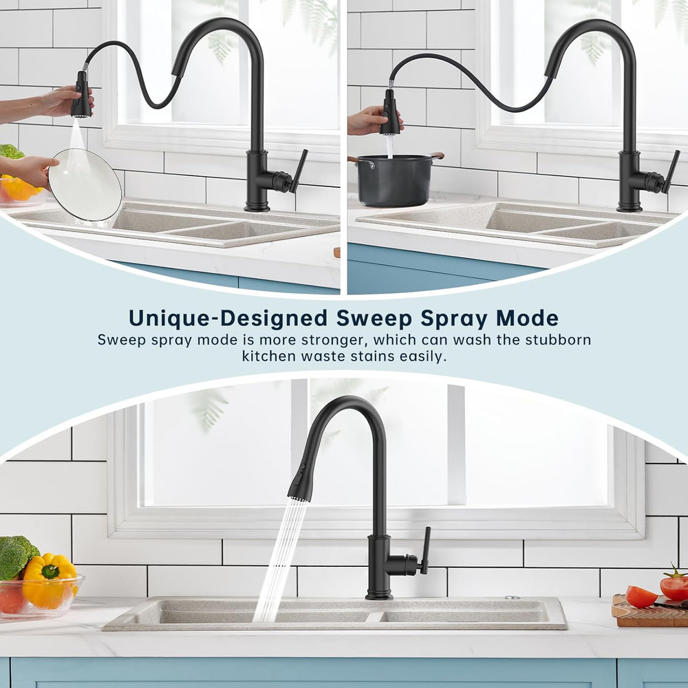 Pull down Kitchen Faucet Head Replacement - 3 Modes with 11 Adapters - down Spra