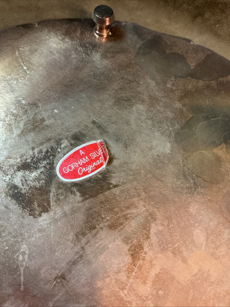 Vintage Gorham Silver Plated Large Size Footed Trivet/Hot Plate Floral Design