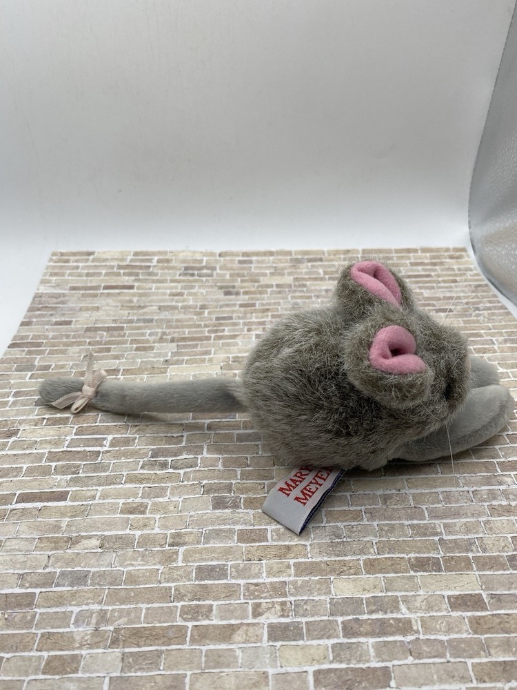 Mary Meyer 1993 Finger Puppet Plush Gray Mouse Pink Inside Ears 5"