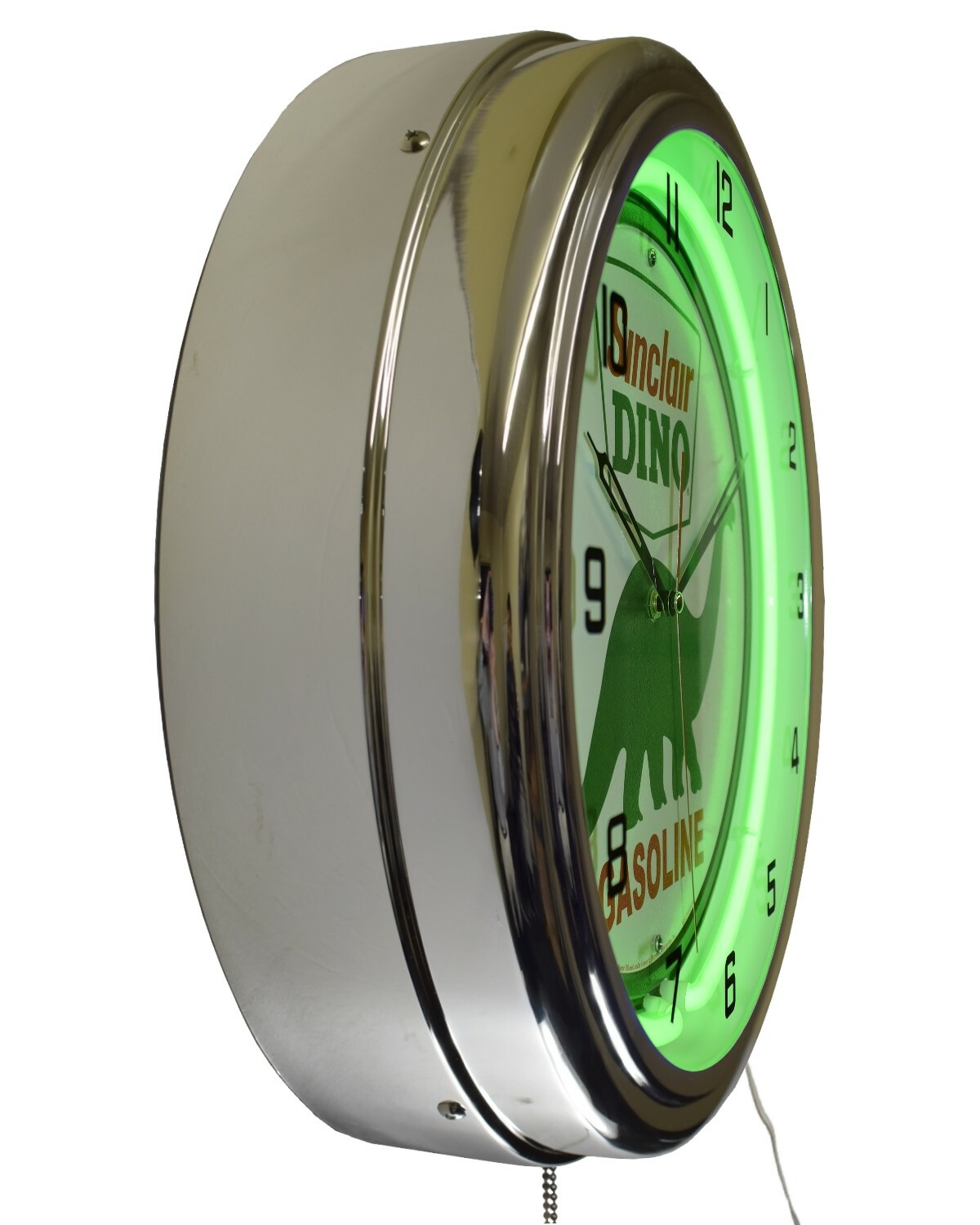 16" Sinclair Dino Gasoline Neon Clock Man Cave Garage Decor (Green)
