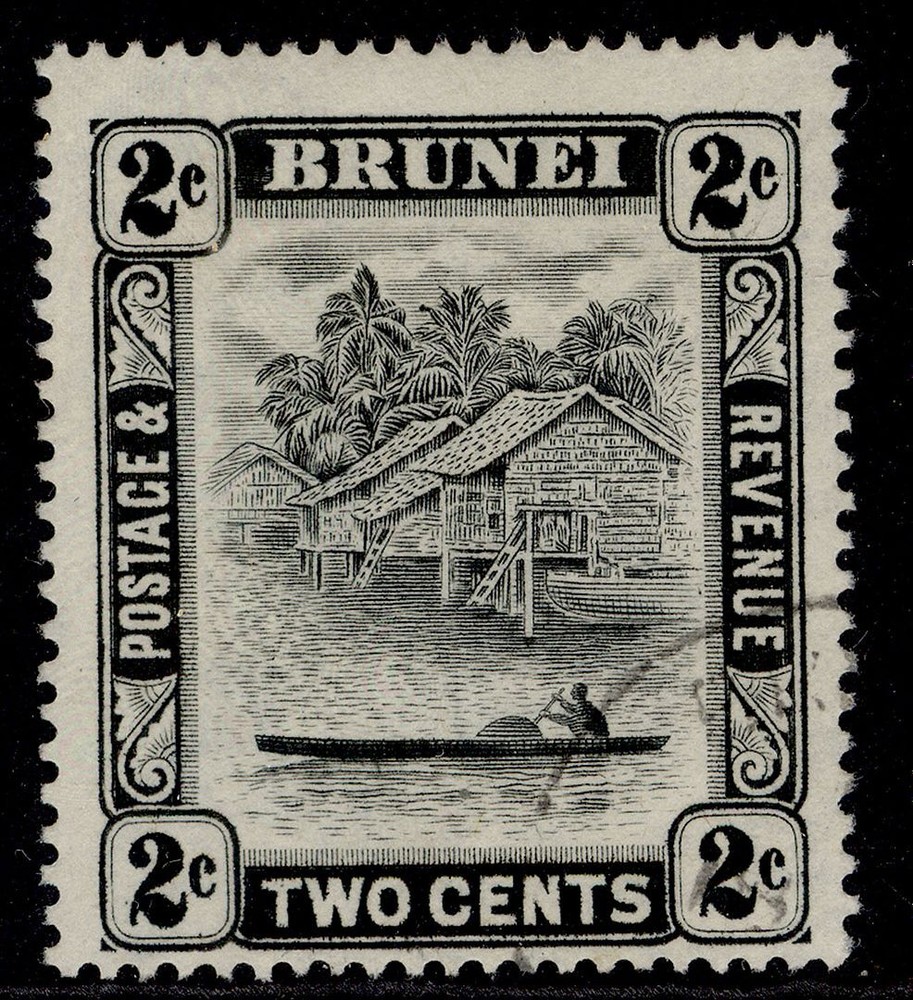 BRUNEI GVI SG80ab, 2c black, FINE USED.