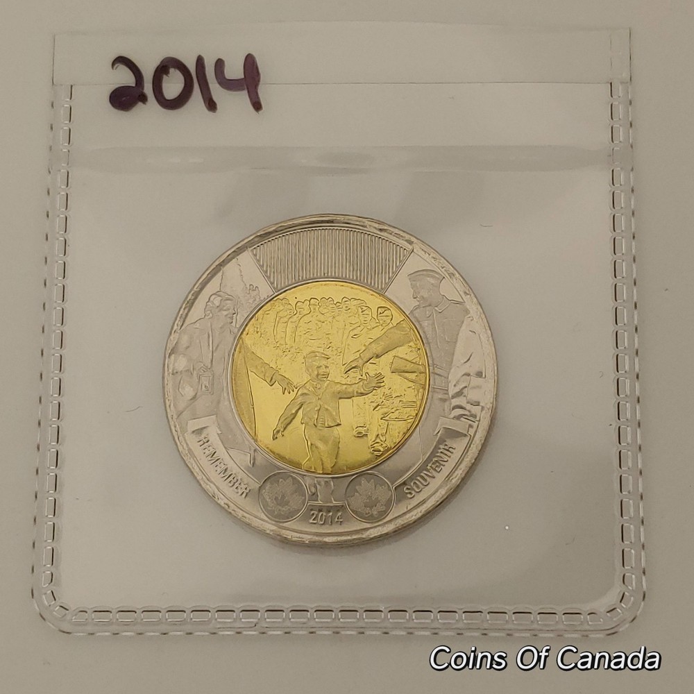 2014 Canada $2 Two Dollar Toonie Wait For Me Daddy From BU Roll #coinsofcanada