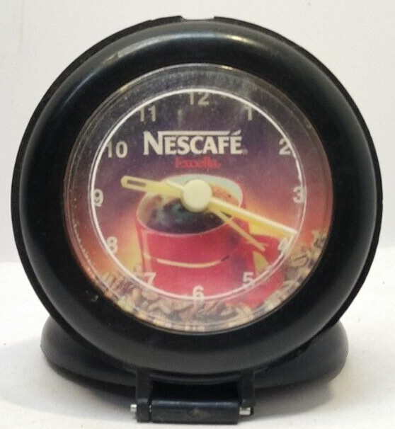 Original Desktop clock with alarm clock on NESCAFE battery, plastic folding