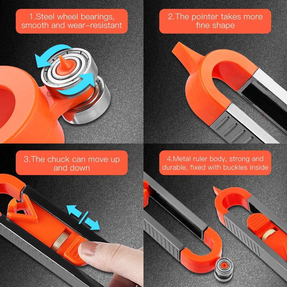 Precise Contour Gauge with Lock Profile Scribing Ruler Carpenter Measuring Tool