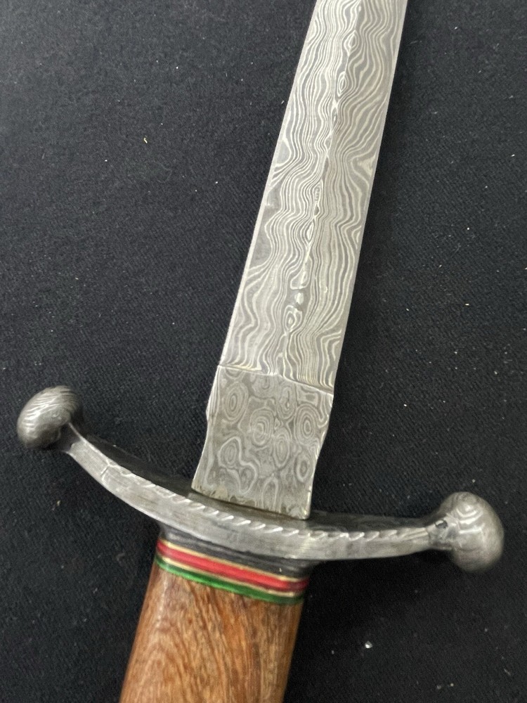 Custom Damascus Blade Dagger Knife with Sheath 9 1/4" Blade