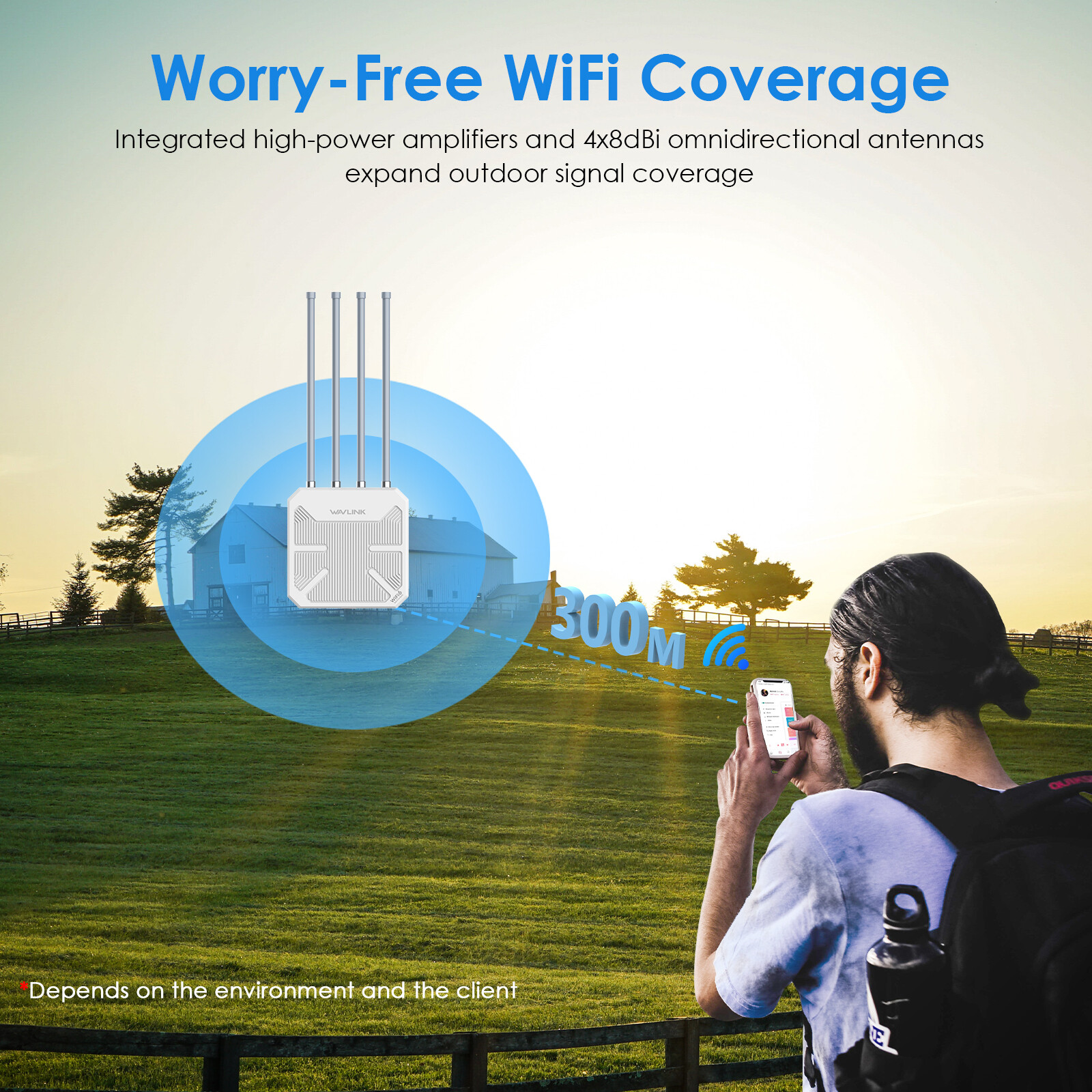 AX3000 WiFi Mesh Extender Long Range Outdoor WiFi 6 Access Point Repeater PoE