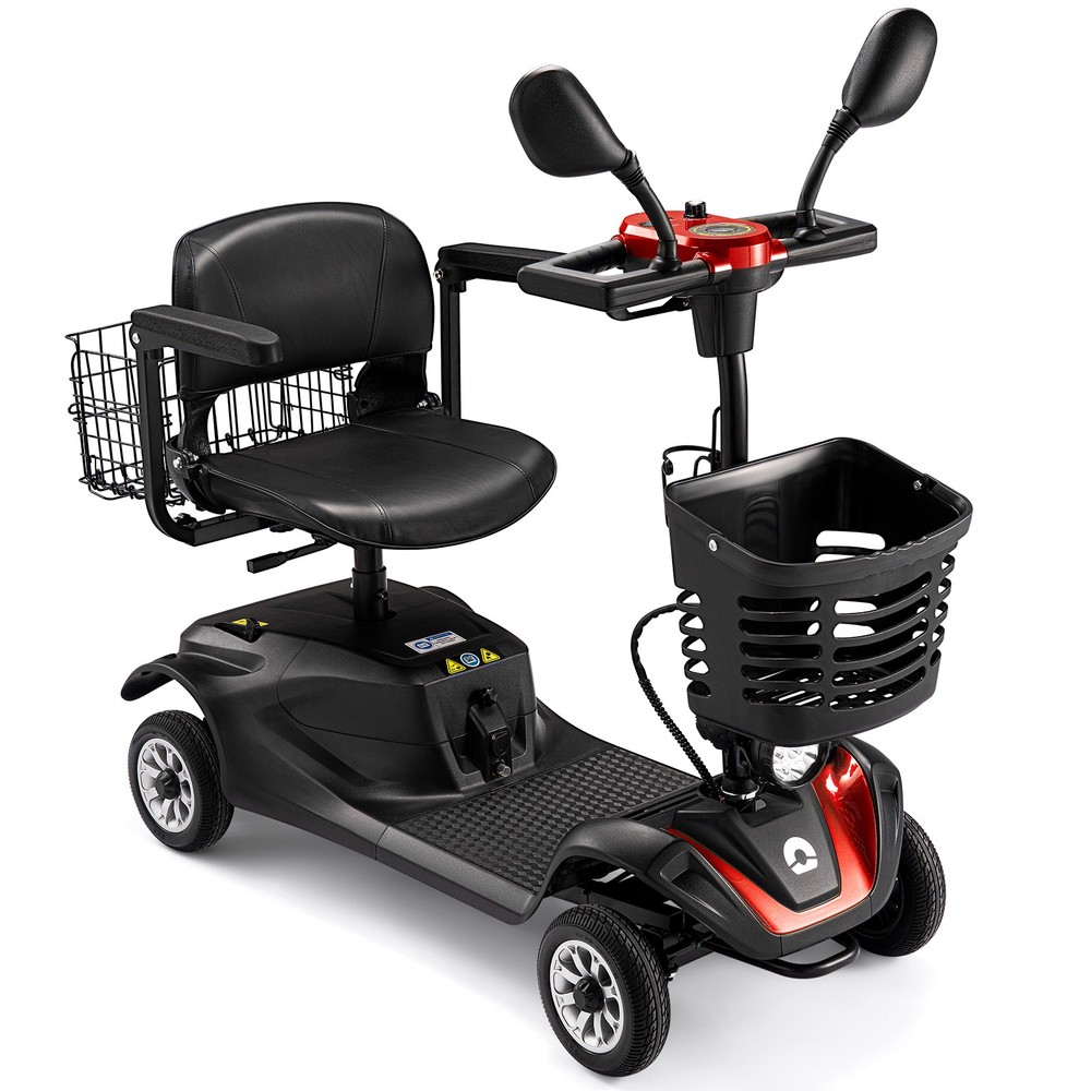 4 Wheels Mobility Scooter Long Range All Terrain LED Headlights With Two baskets